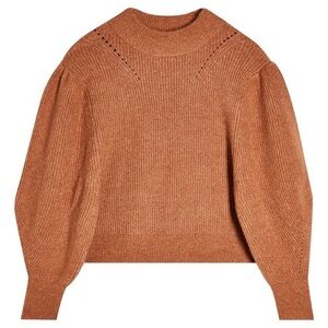 Topshop Supersoft Volume Sleeve Sweater In Camel
